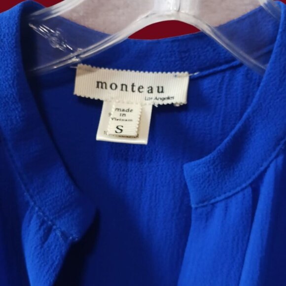 Monteau Short-Sleeve Royal Blue Dress With Belt Size Small - Picture 14 of 15